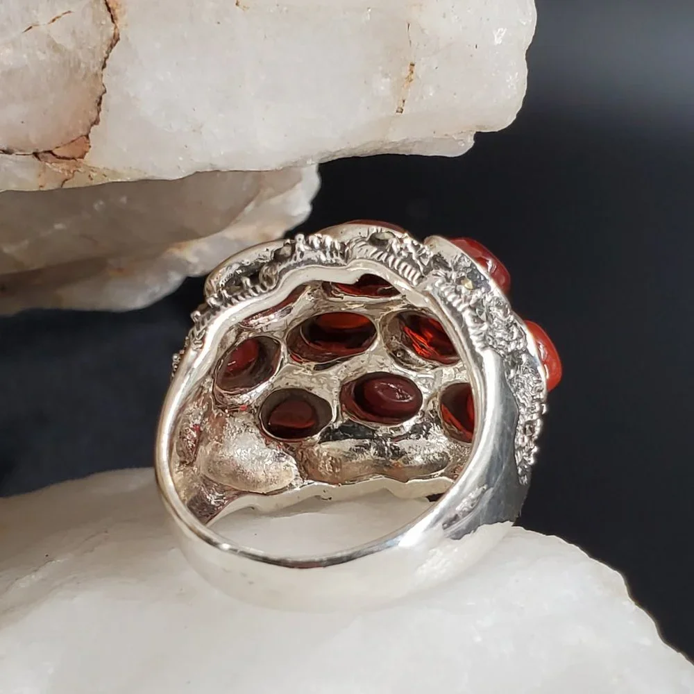 Solid Sterling 925 Silver Ring Genuine Carnelian Stone Unique Silversmith